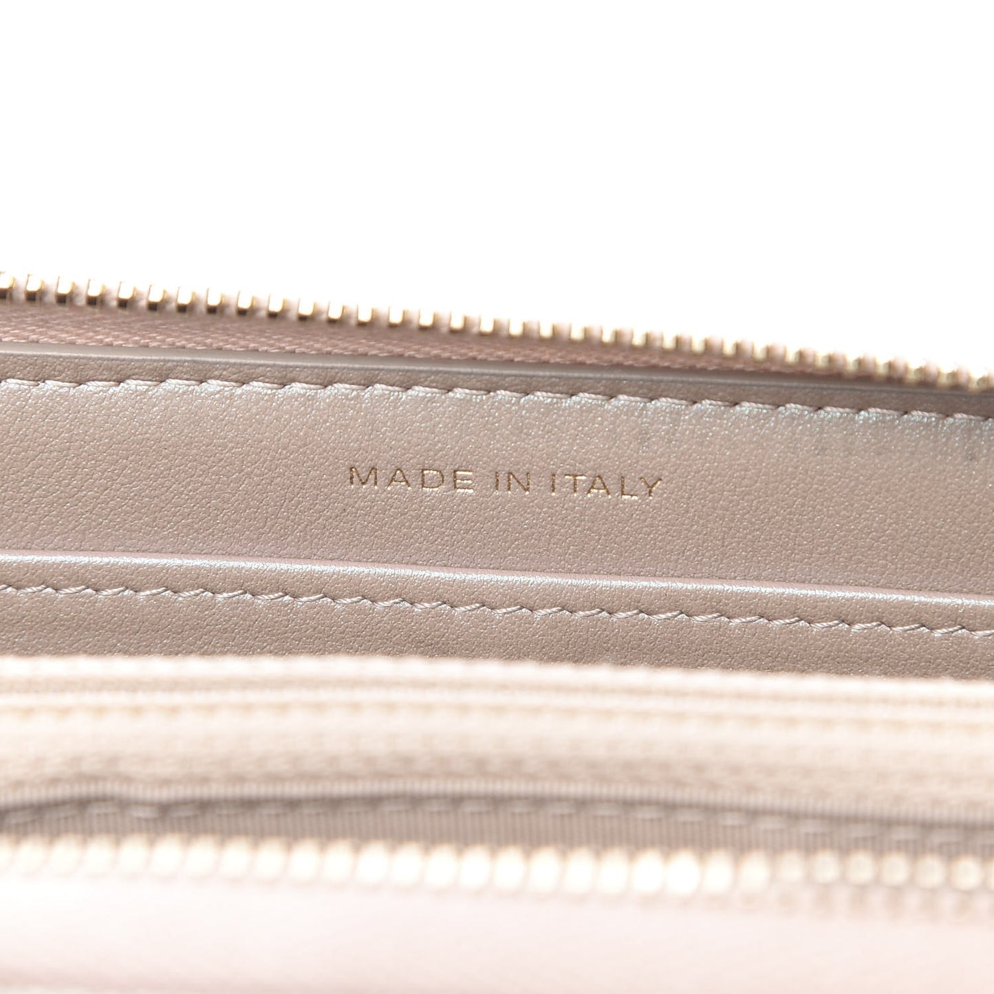 Iridescent Caviar Quilted Long Zip Around Wallet Beige