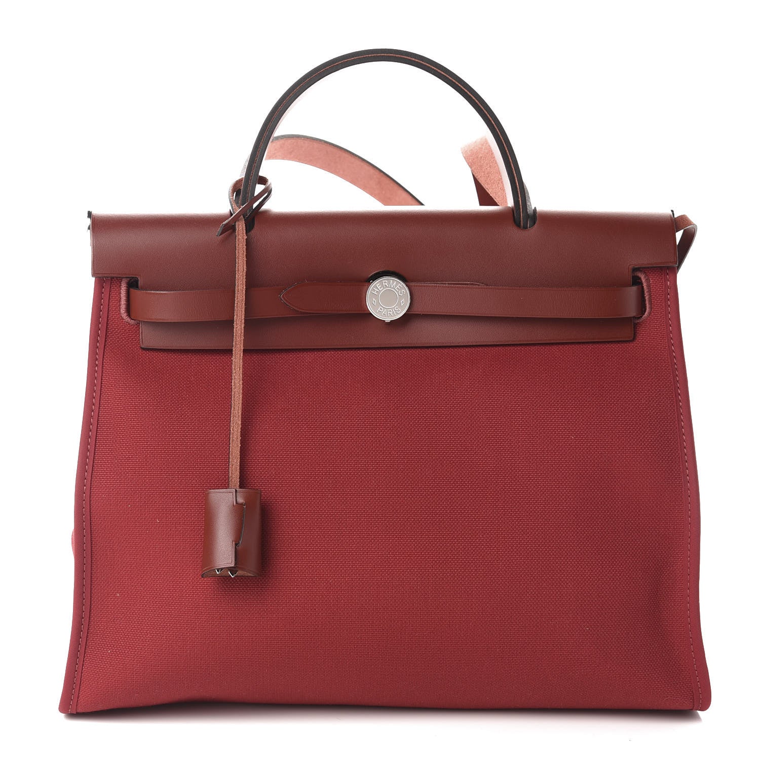 Hermes Vache Hunter Toile Herbag Zip 31 PM Rouge Grenat Rouge H 3 of 10