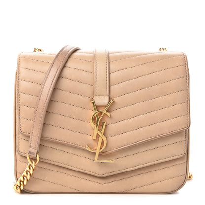 Saint Laurent Lambskin Matelasse Chevron Monogram Small Sulpice Bag Sable Beige 1 of 9