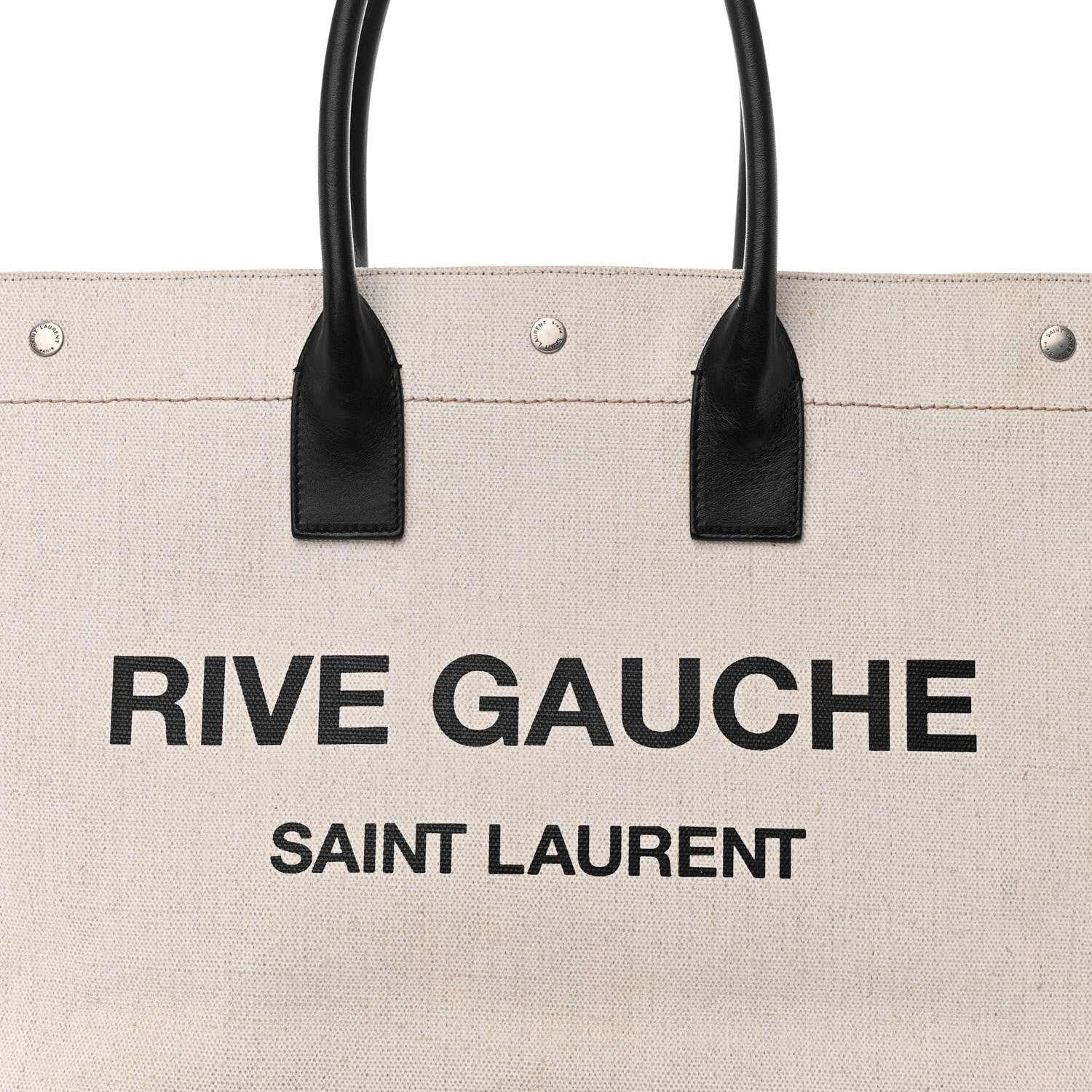 Saint Laurent Linen Calfskin Rive Gauche Tote Optic White 8 of 17