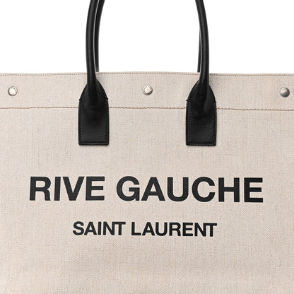 Saint Laurent Linen Calfskin Rive Gauche Tote Optic White 8 of 17