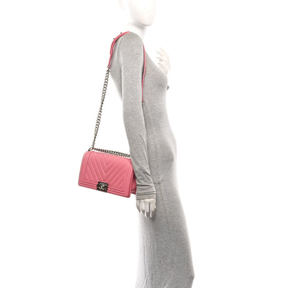 Chanel Lambskin Chevron Quilted Medium Boy Flap Pink 2 of 11