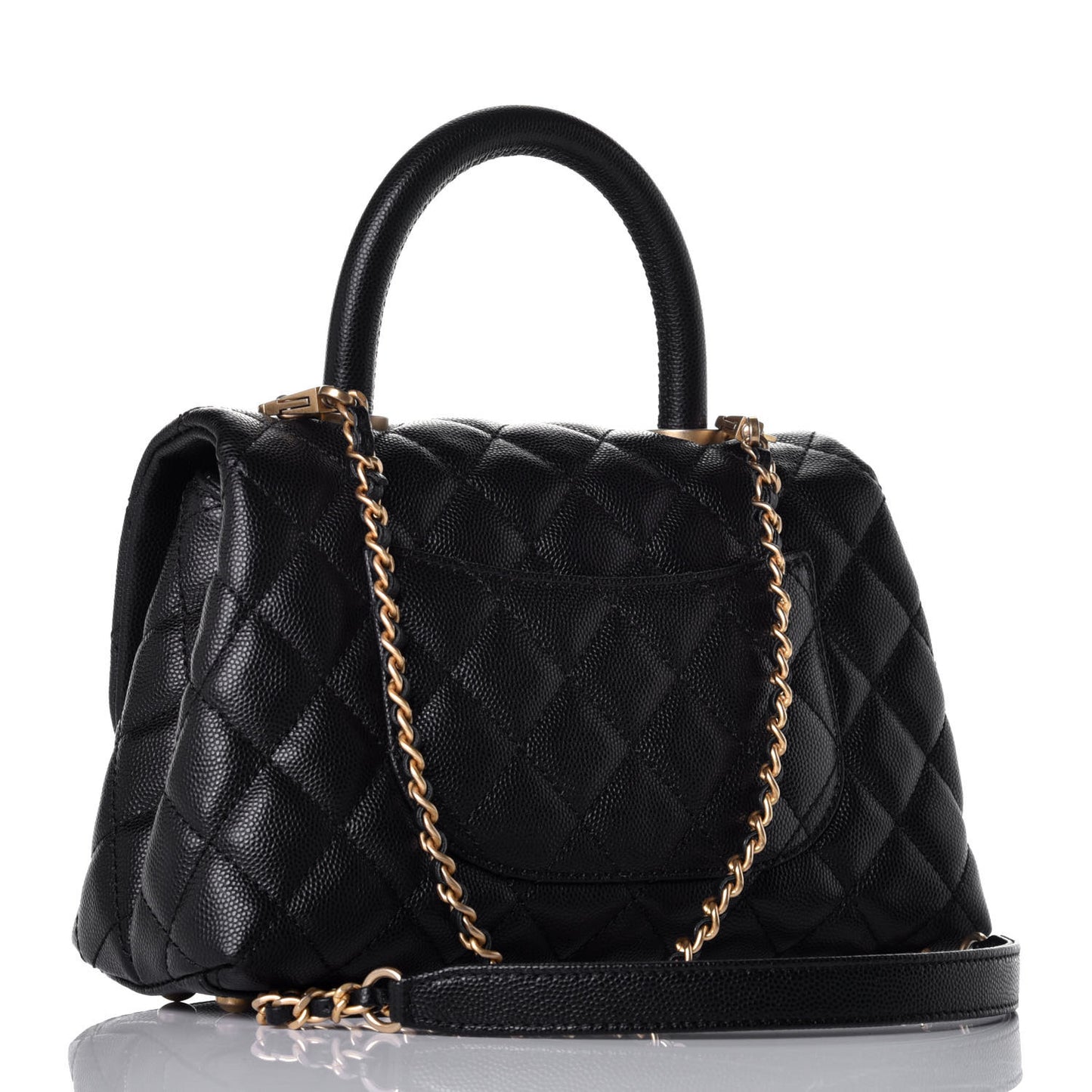 Caviar Quilted Mini Coco Handle Flap Black