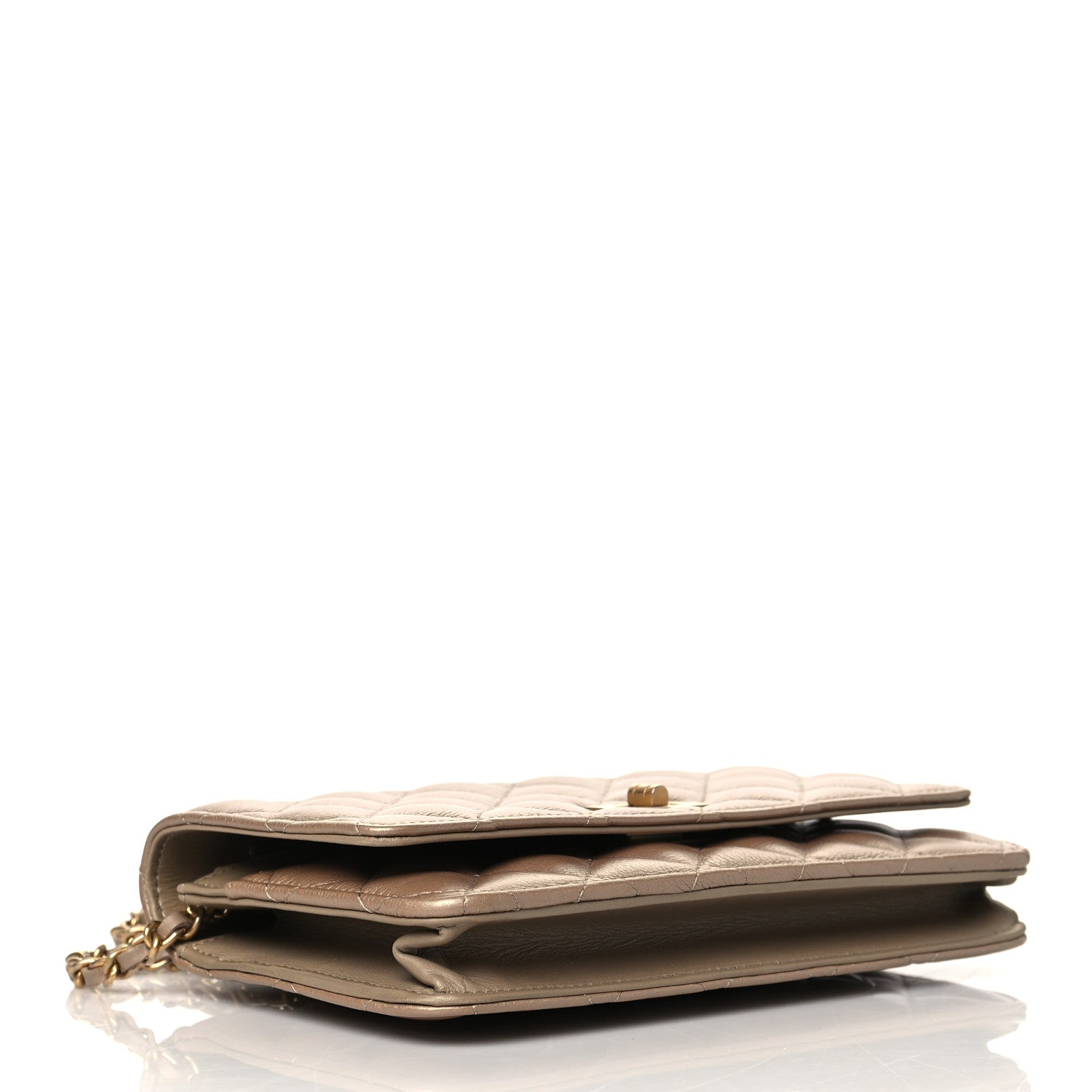 Chanel Metallic Aged Calfskin Reissue Wallet On Chain WOC Gold 4 of 10