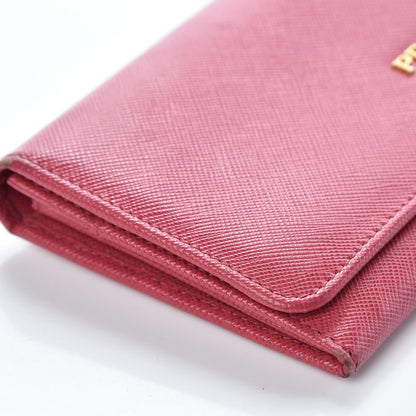 Prada Saffiano Metal Continental Flap Wallet Peonia 8 of 13
