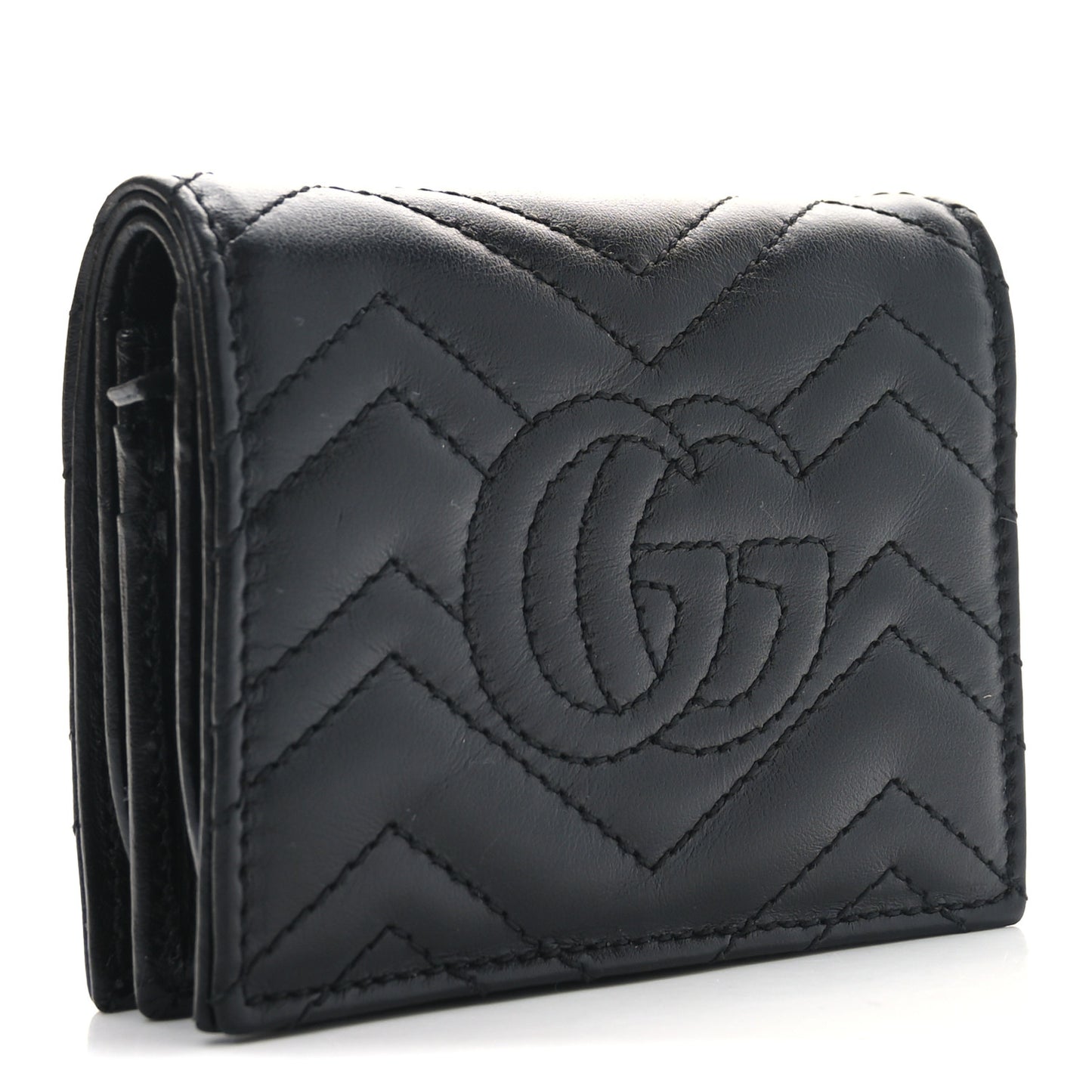 Calfskin Matelasse GG Marmont Card Case Wallet Black