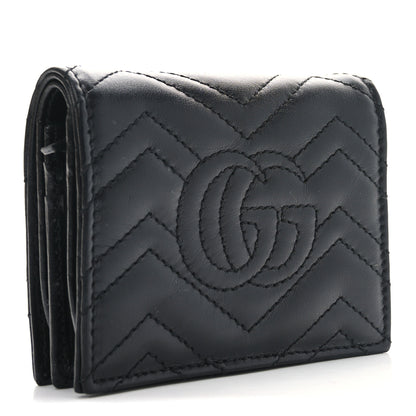 Gucci Calfskin Matelasse GG Marmont Card Case Wallet Black 3 of 9