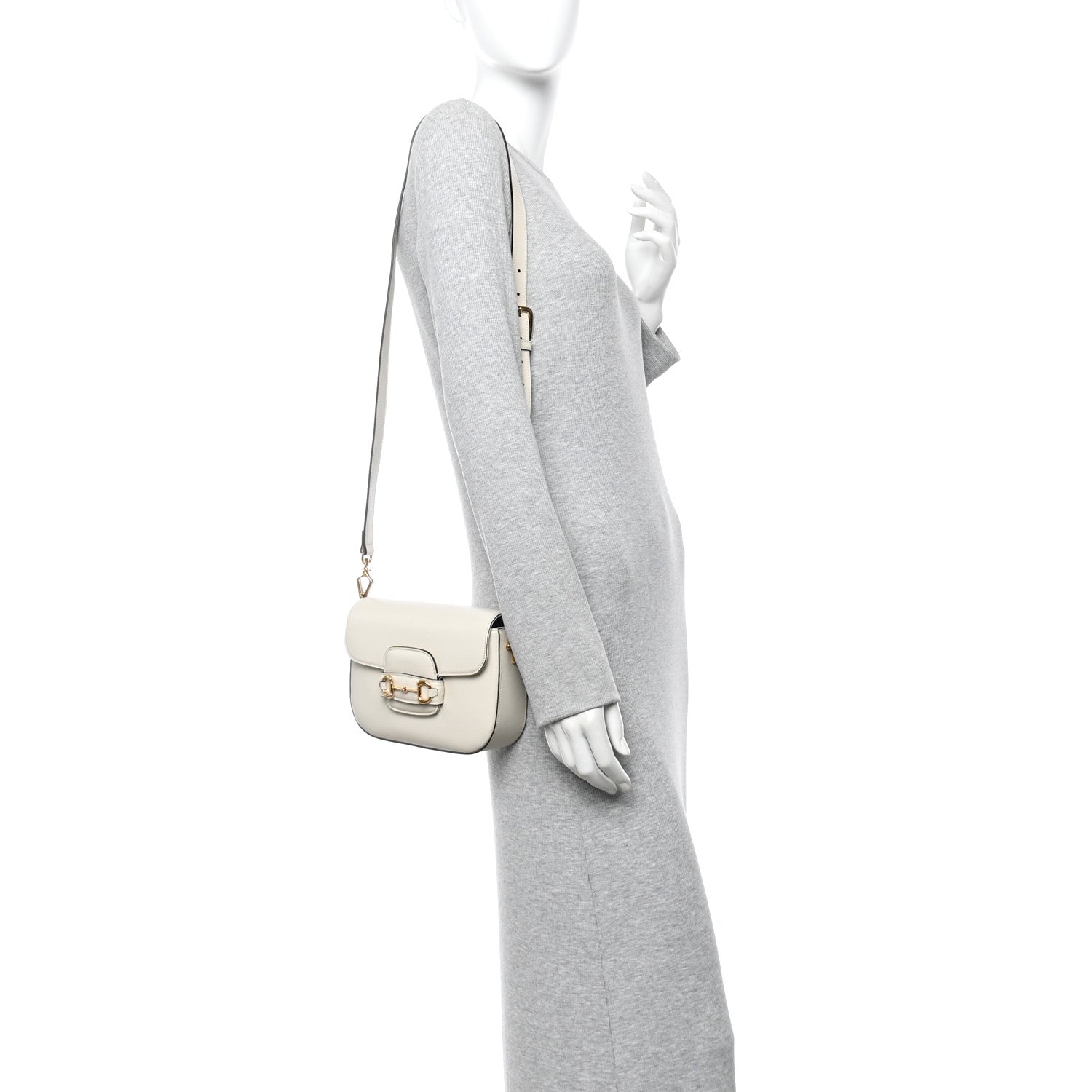 Gucci Azalea Calfskin Web Mini Horsebit 1955 Shoulder Bag Mystic White 3 of 19