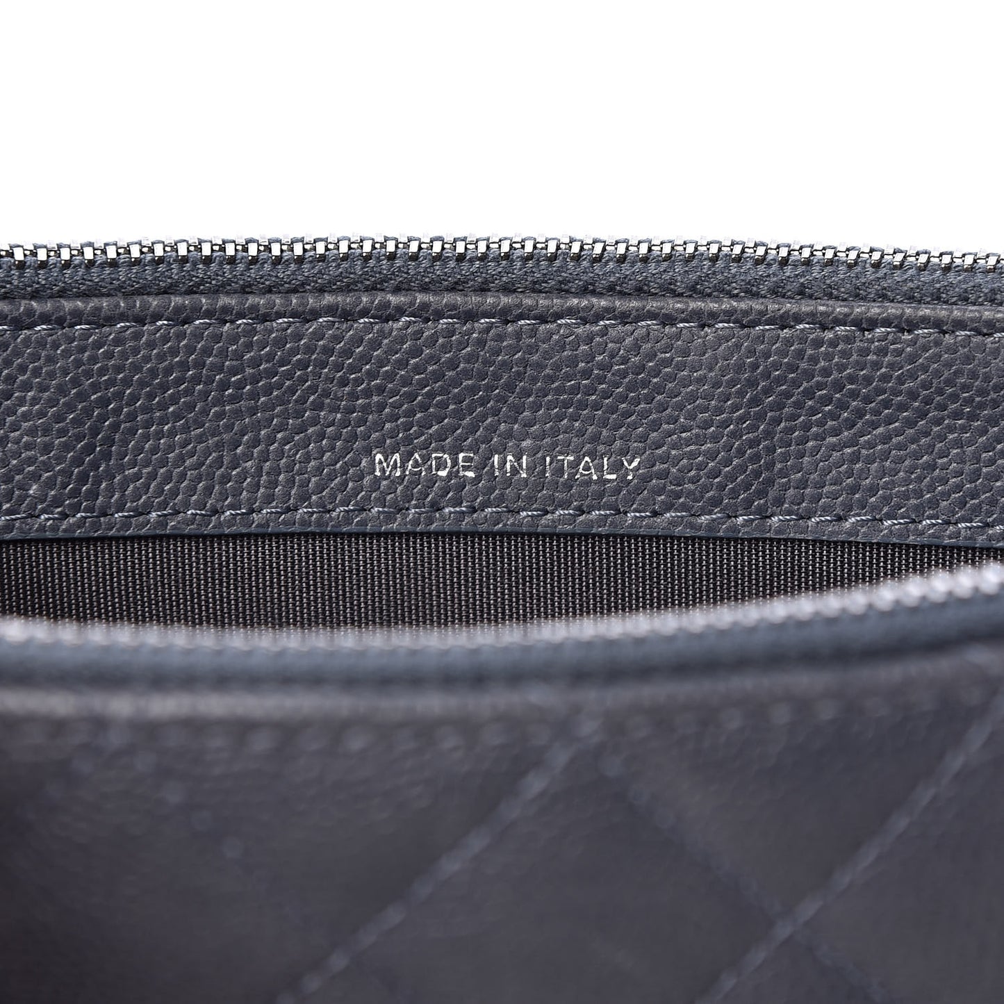 Caviar Quilted Small Clutch With Chain Grey