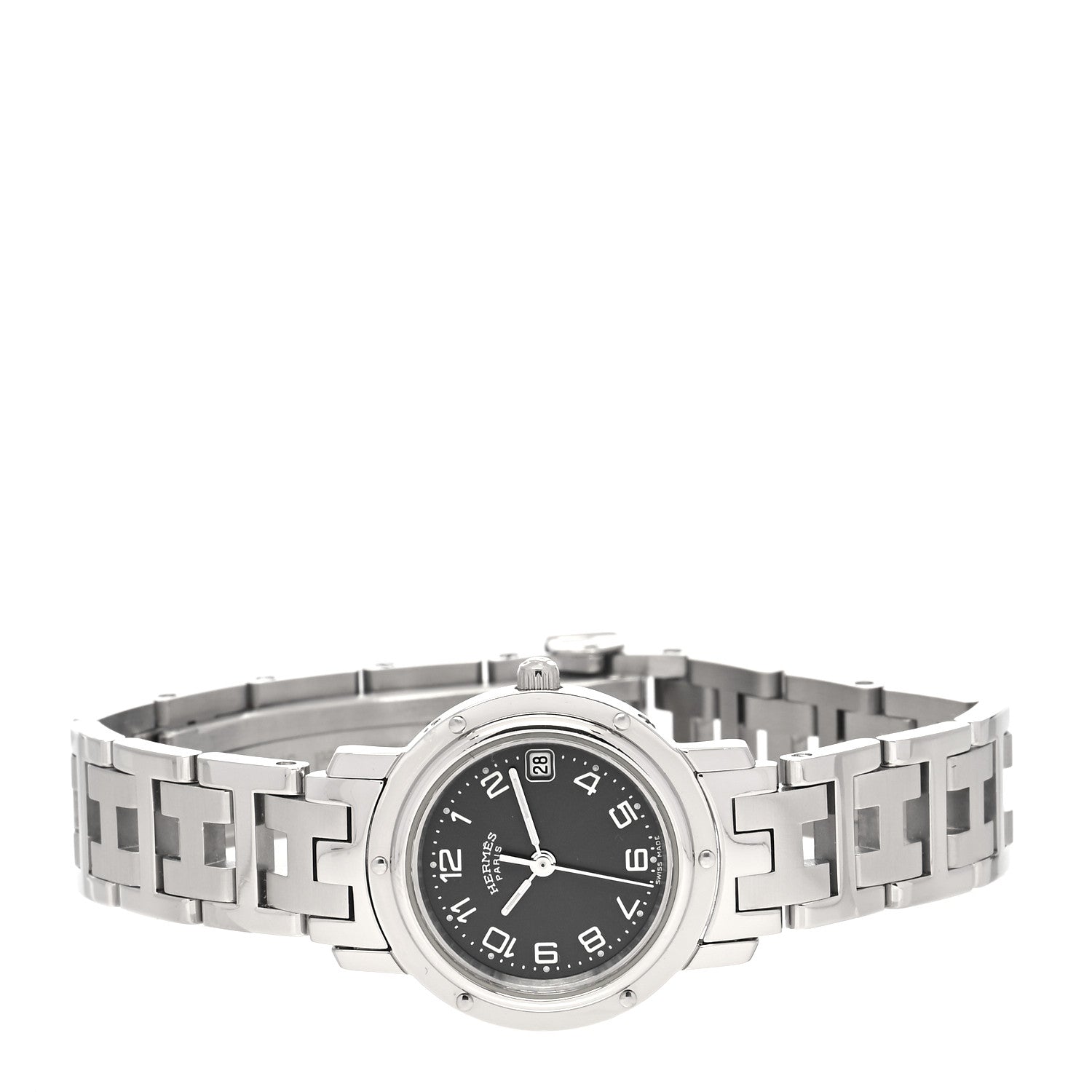 Hermes Stainless Steel 24mm Clipper Quartz Watch Black 2 of 4