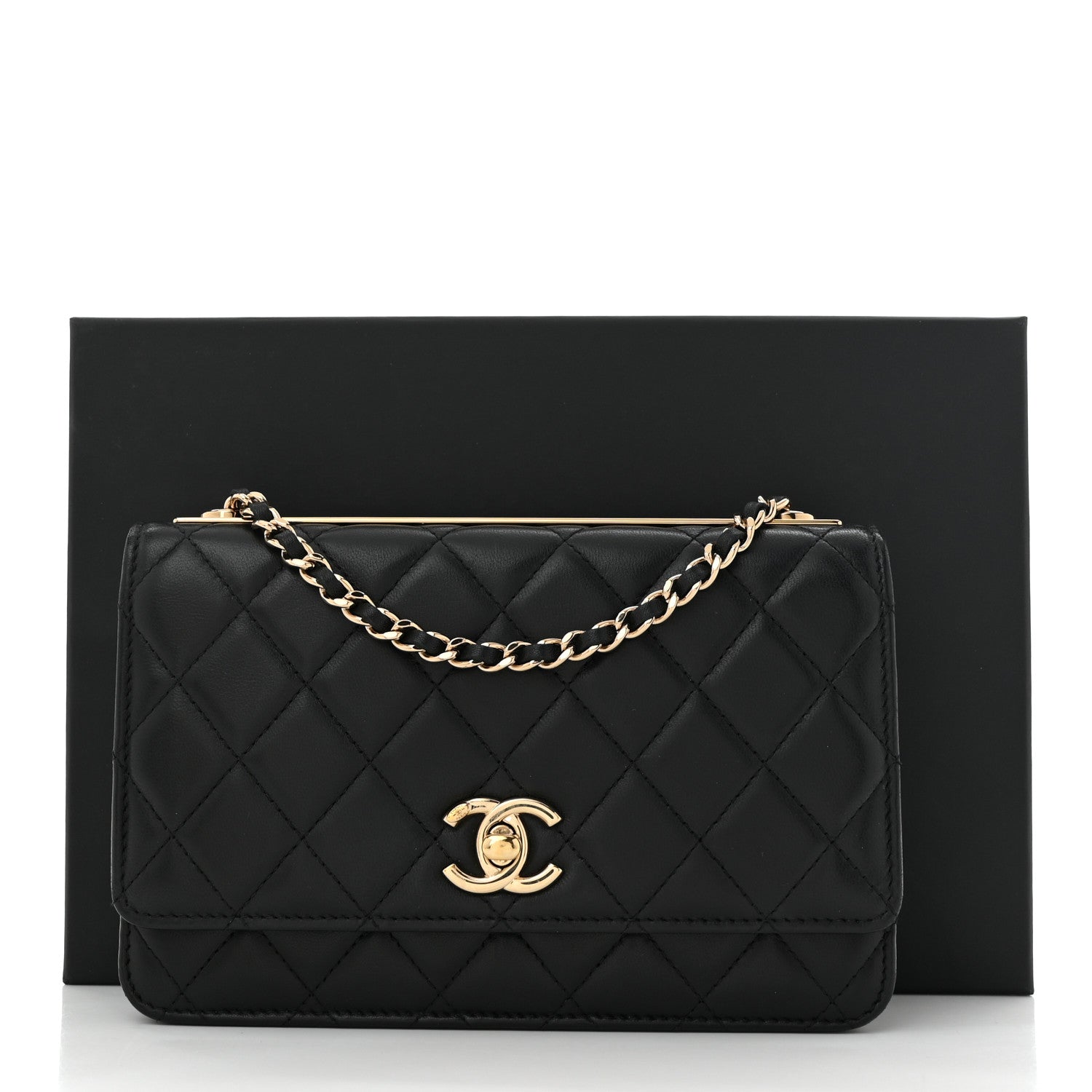 Chanel Lambskin Quilted Trendy CC Wallet On Chain WOC Black 10 of 10