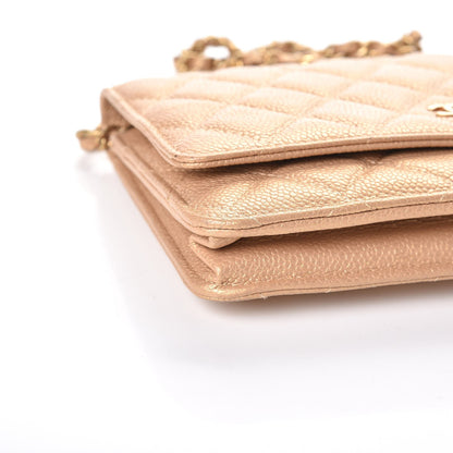 Chanel Pearly Caviar Quilted Wallet On Chain WOC Gold 10 of 12