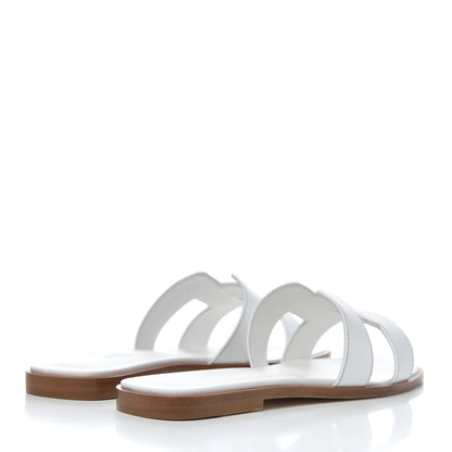 Hermes Box Calfskin Oran Sandals 37.5 White 4 of 9