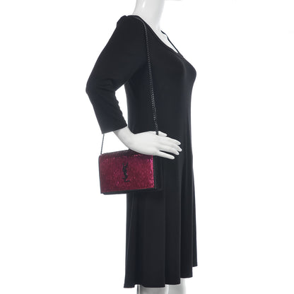 Saint Laurent Paillette Suede Monogram Kate Chain Wallet Pink Black 2 of 10