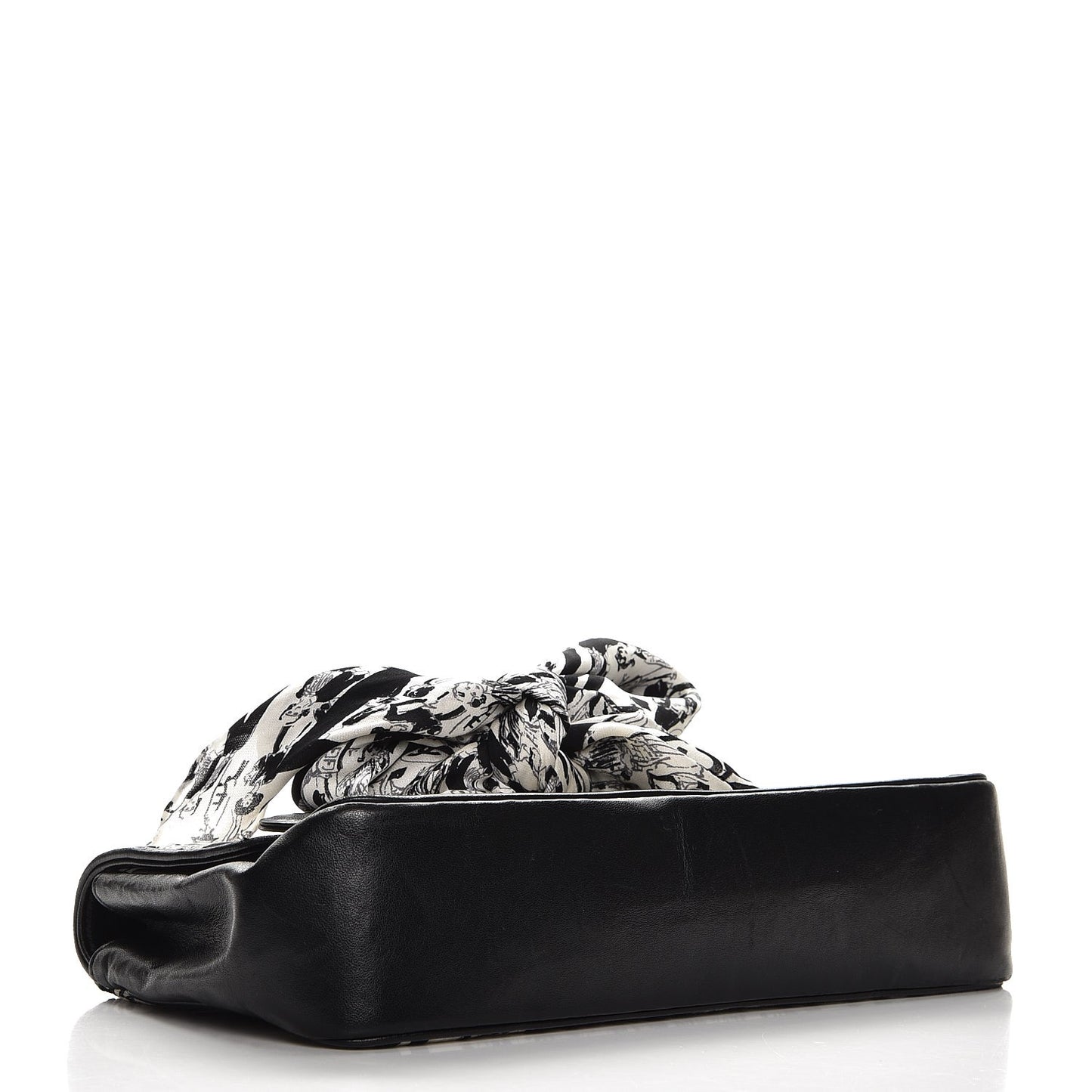 Silk Lambskin Coco Mademoiselle Scarf Flap Bag White Black