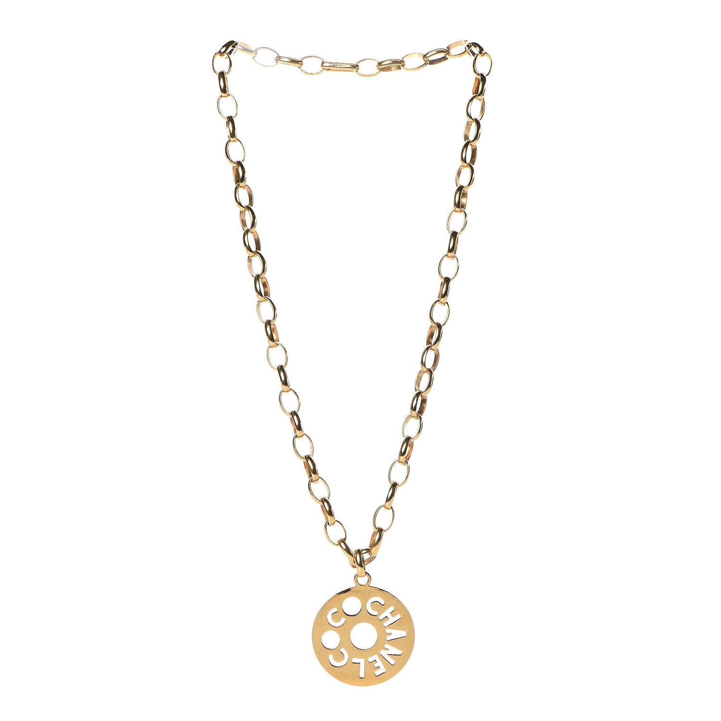 Oversized Coco Pendant Necklace Gold