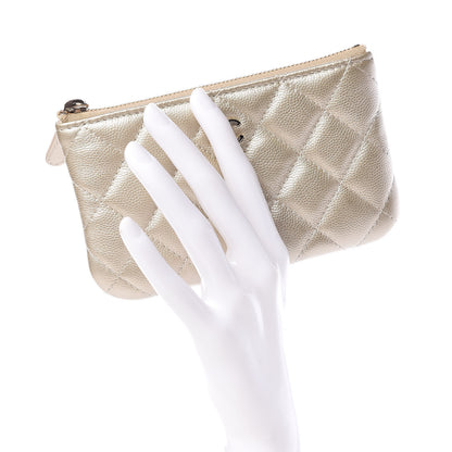 Chanel Metallic Caviar Quilted Small Cosmetic Case Gold 2 of 8