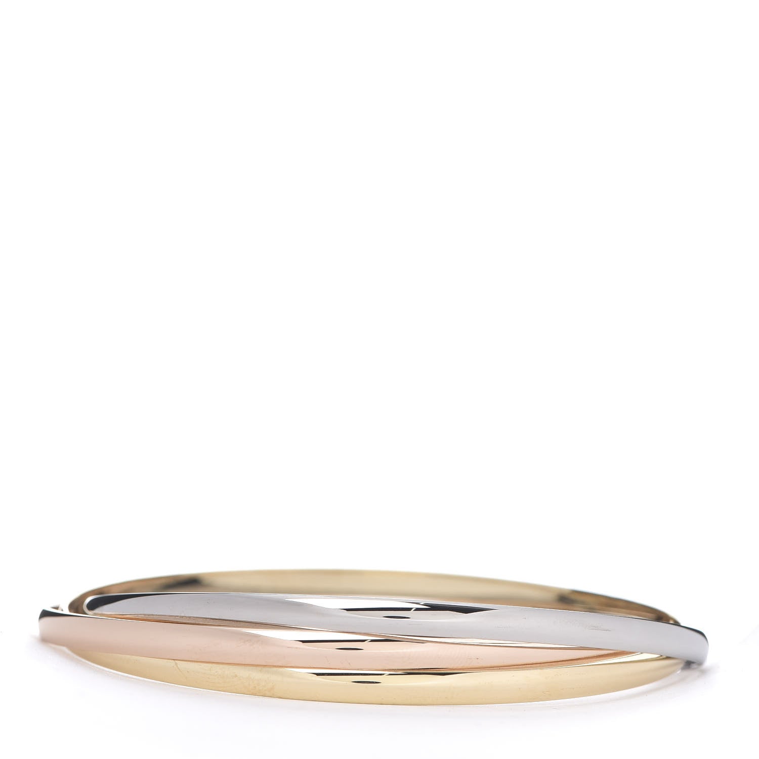 Cartier 18K Pink Yellow White Gold 3.5mm Trinity Bangle Bracelet 62 3 of 5