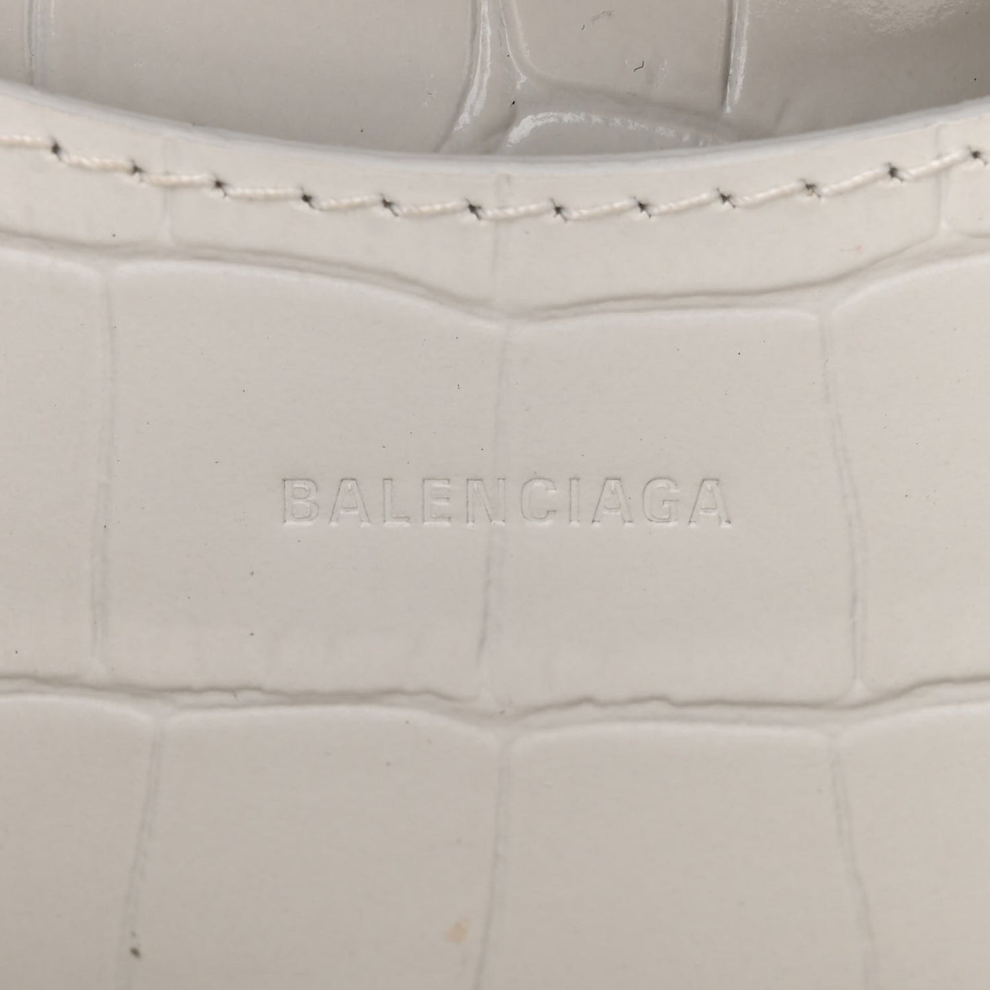 Semi Shiny Calfskin Crocodile Embossed Neo Classic Silver Hardware Mini City White