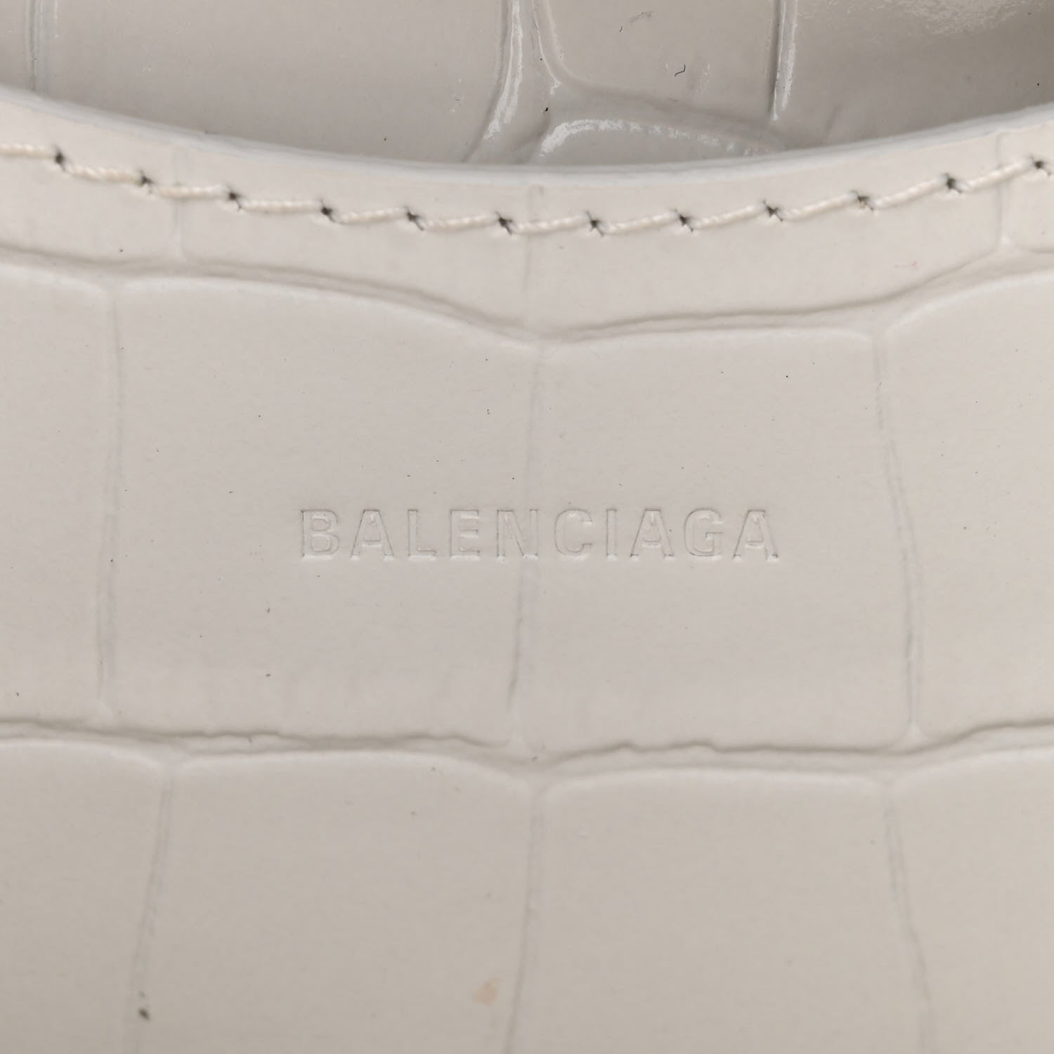 Balenciaga Semi Shiny Calfskin Crocodile Embossed Neo Classic Silver Hardware Mini City White 6 of 11