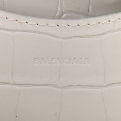 Balenciaga Semi Shiny Calfskin Crocodile Embossed Neo Classic Silver Hardware Mini City White 6 of 11
