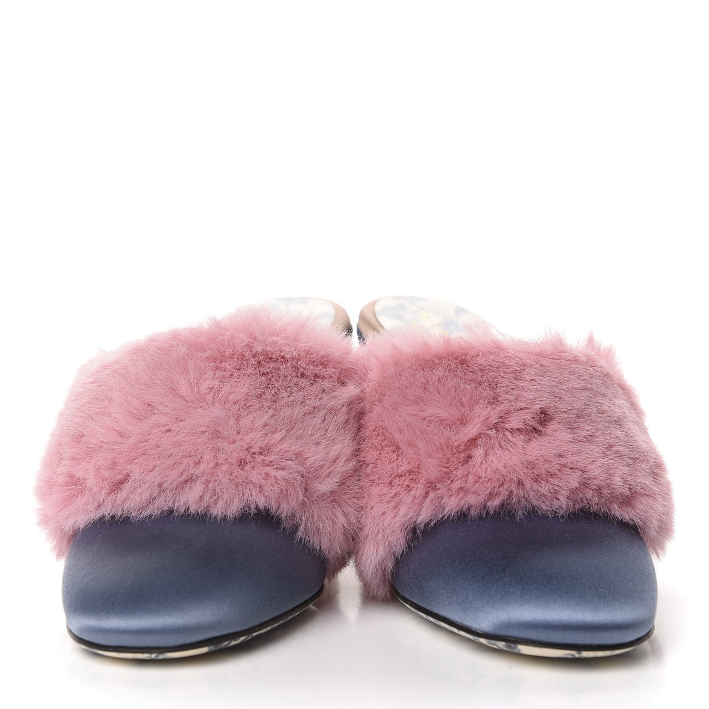 Faux Fur Silk Satin Crystal Candy Mules 35 Rosa Carta Zucchero