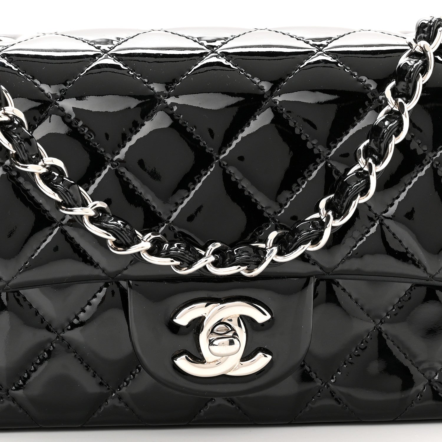 Chanel Patent Calfskin Quilted Mini Rectangular Flap Black 8 of 10