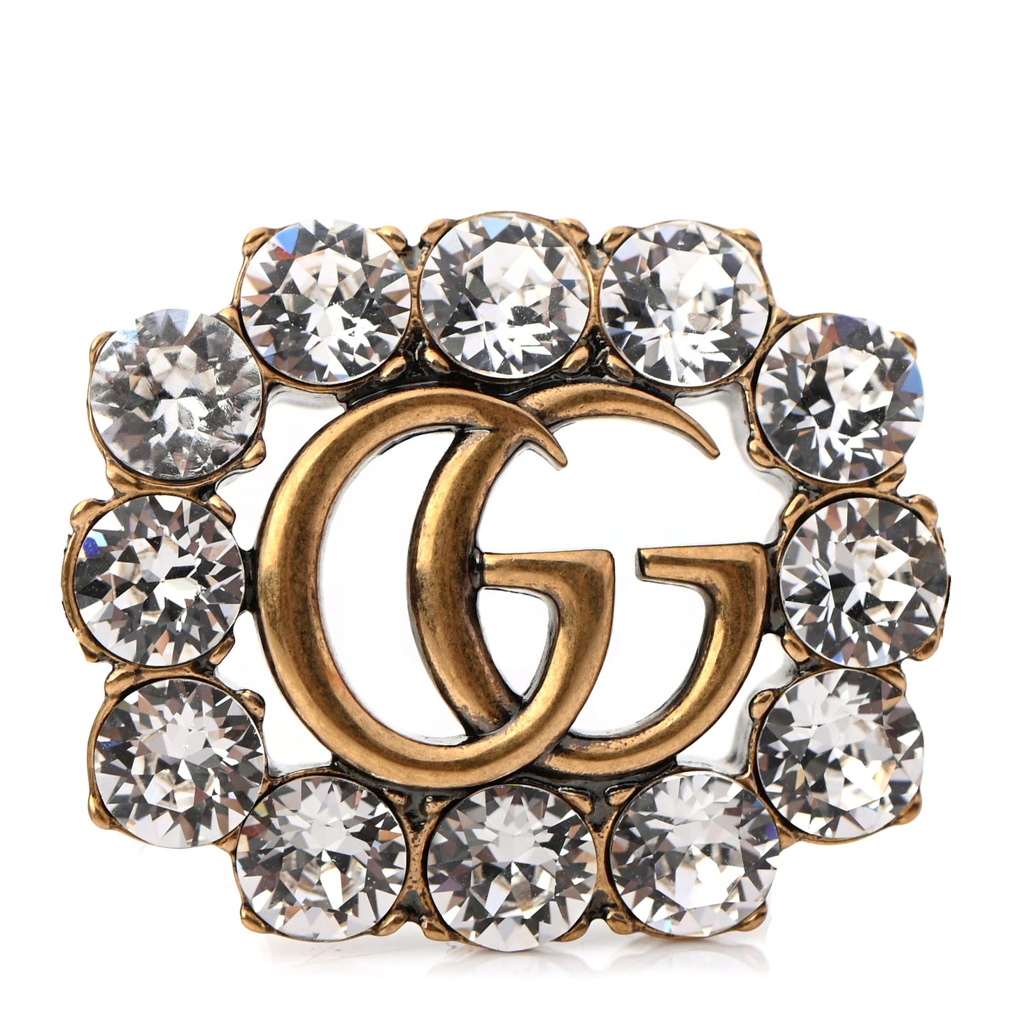 Metal Crystal Double G Bracelet Aged Gold