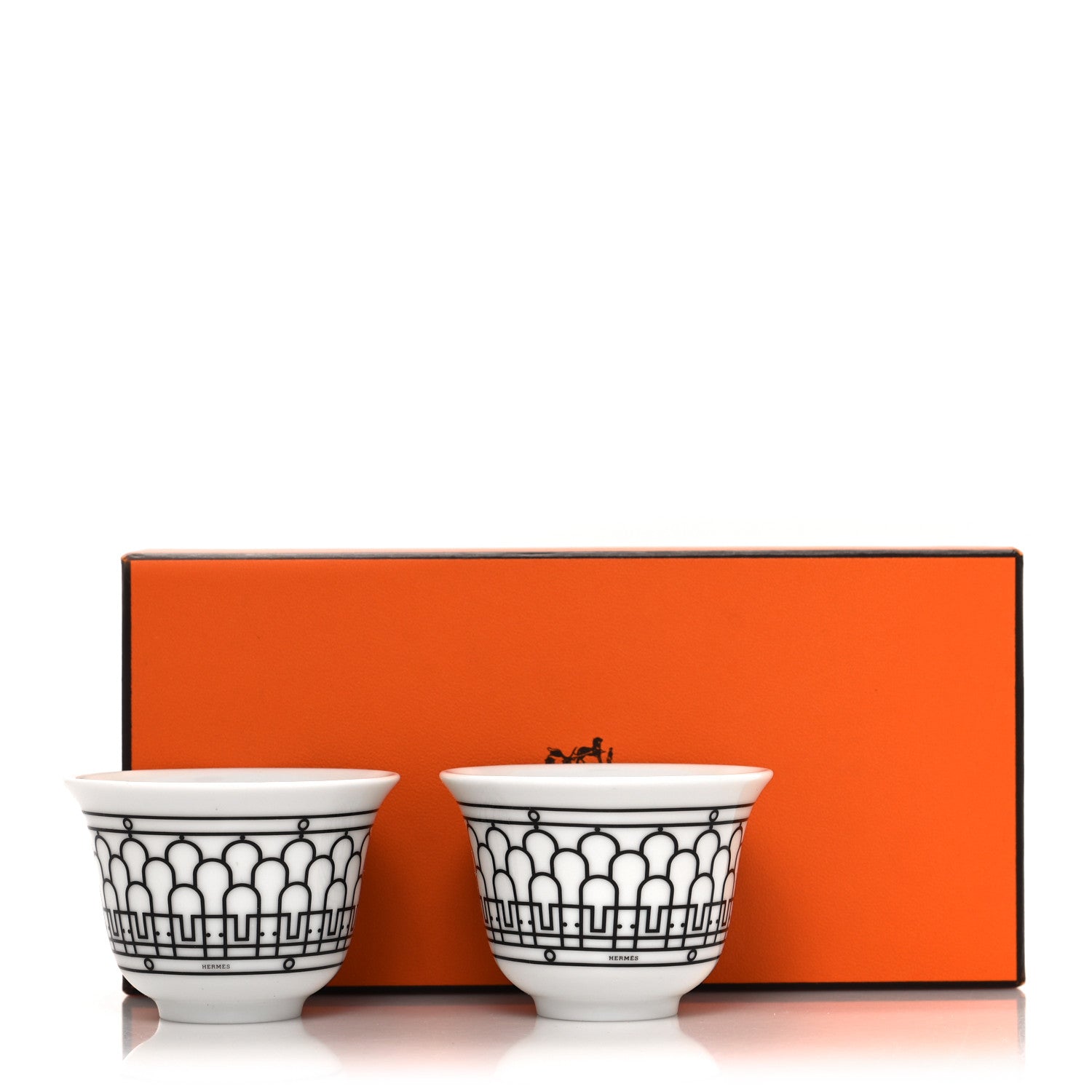 Hermes Porcelain H Deco Small Cups Set of 2 Black 7 of 7