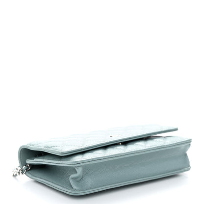 Chanel Caviar Quilted Wallet on Chain WOC Light Blue 4 of 12