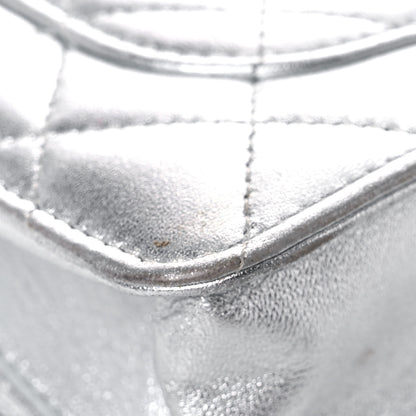 Chanel Metallic Lambskin Quilted Wallet On Chain WOC Silver 10 of 26