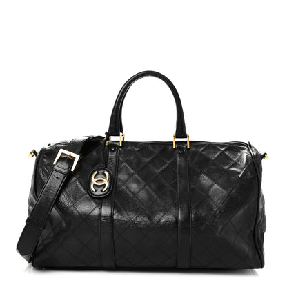 Chanel Calfskin Stitched Duffle Travel Bag Black 1 of 16