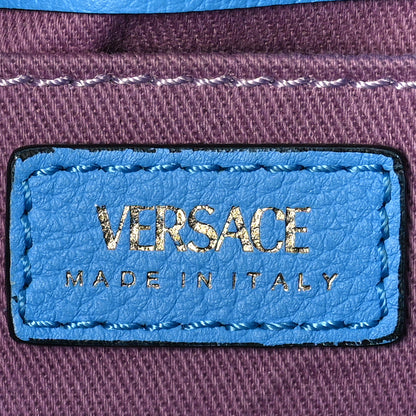 Versace Calfskin Canvas Medusa Small Top Handle Handbag Blue 6 of 8
