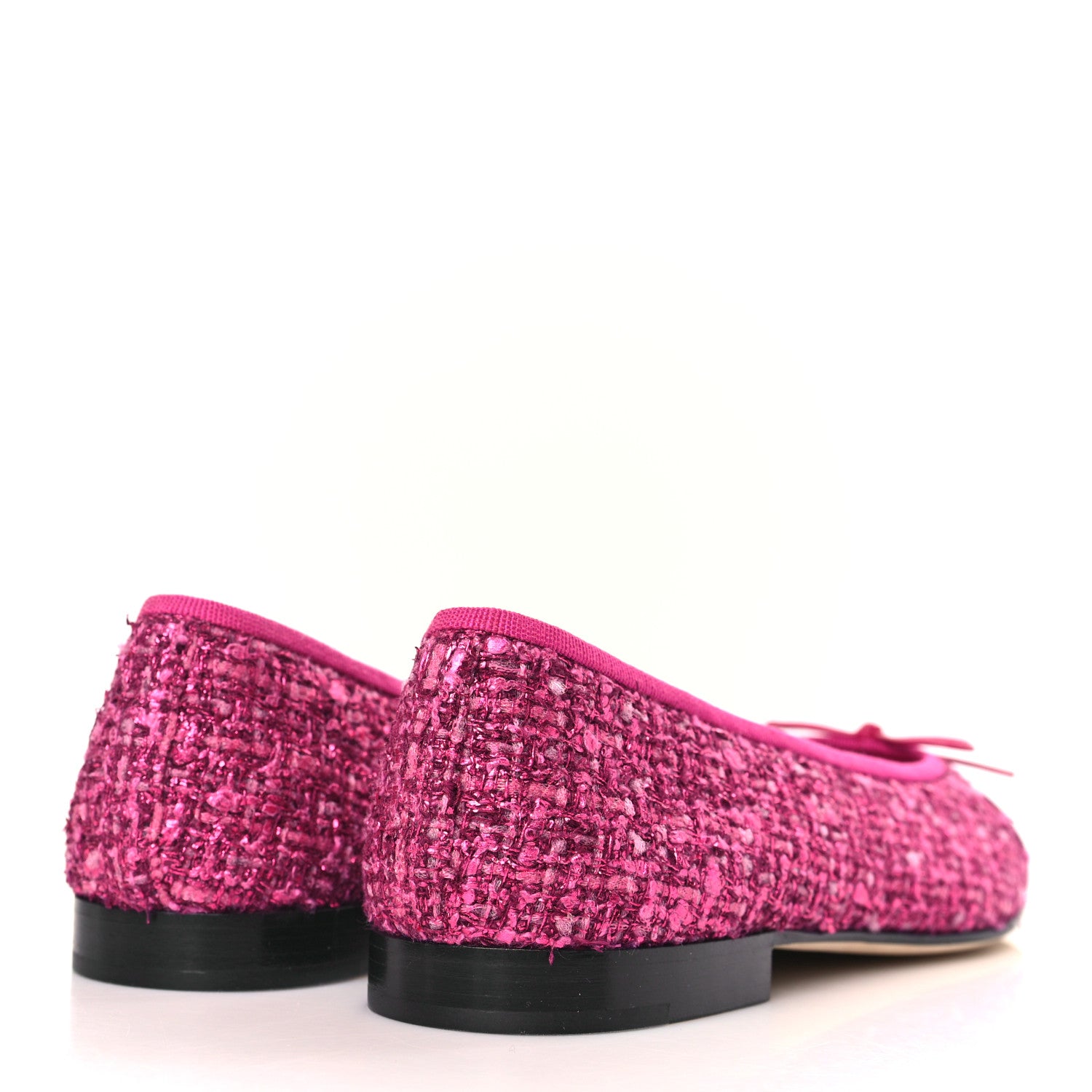 Chanel Tweed Grosgrain Cap Toe Ballerina Flats 40 Fuchsia Black 4 of 9