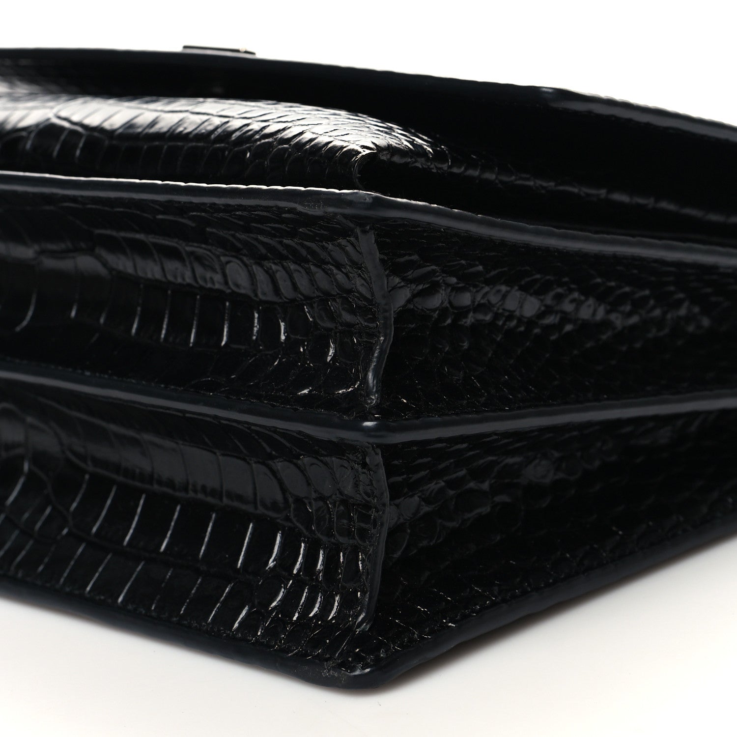 Saint Laurent Calfskin Crocodile Embossed Medium Monogram Sunset Black 11 of 11