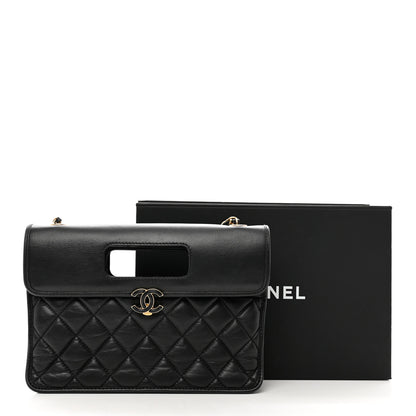 Chanel Aged Calfskin Quilted Graphic Catch Flap Black 12 of 12