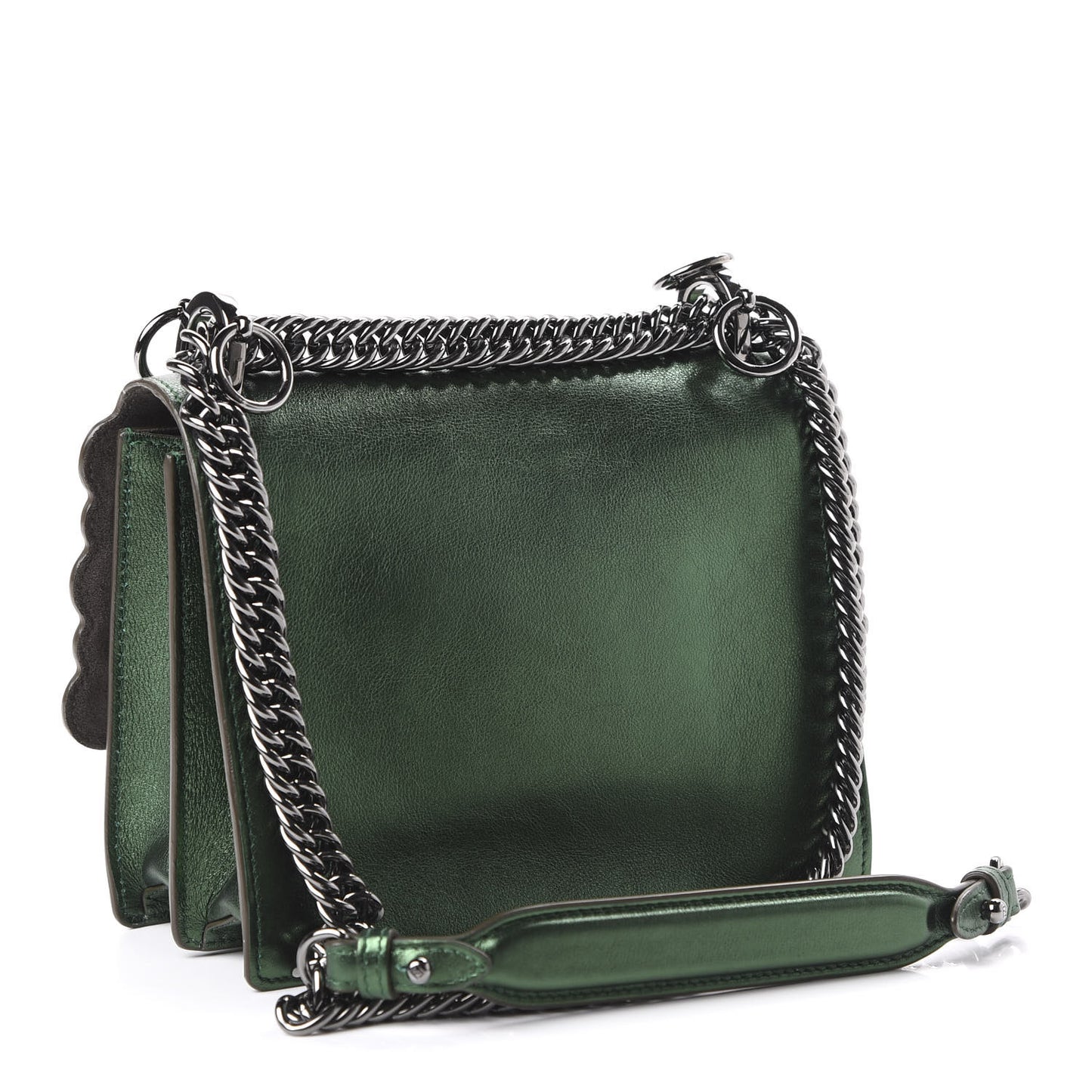 Vitello Catalan Mirror Scalloped Multi Studded Small Kan I Shoulder Bag Green