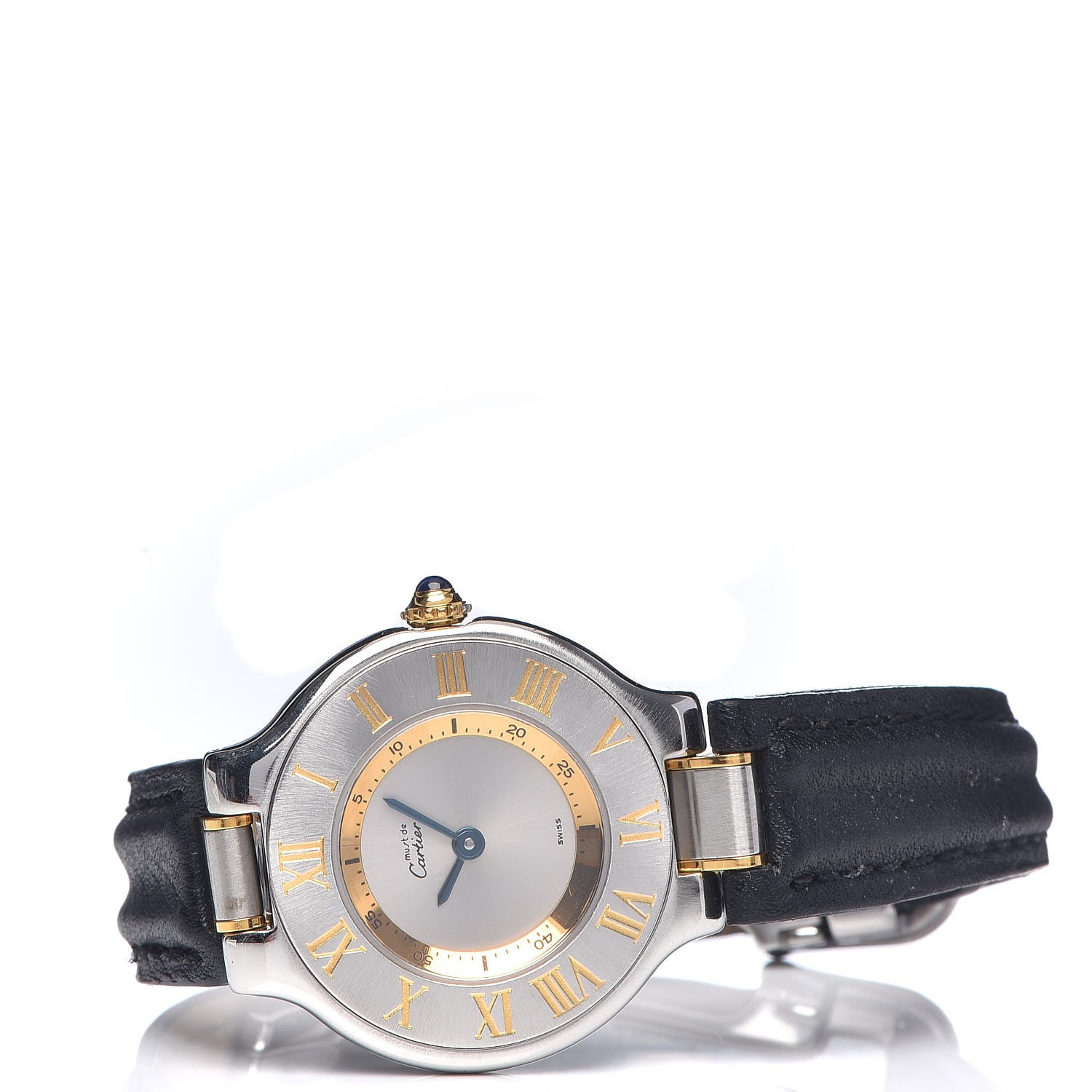 Cartier Stainless Steel 18K Yellow Gold Calfskin 28mm Must De 21 Quartz Watch 3 of 11