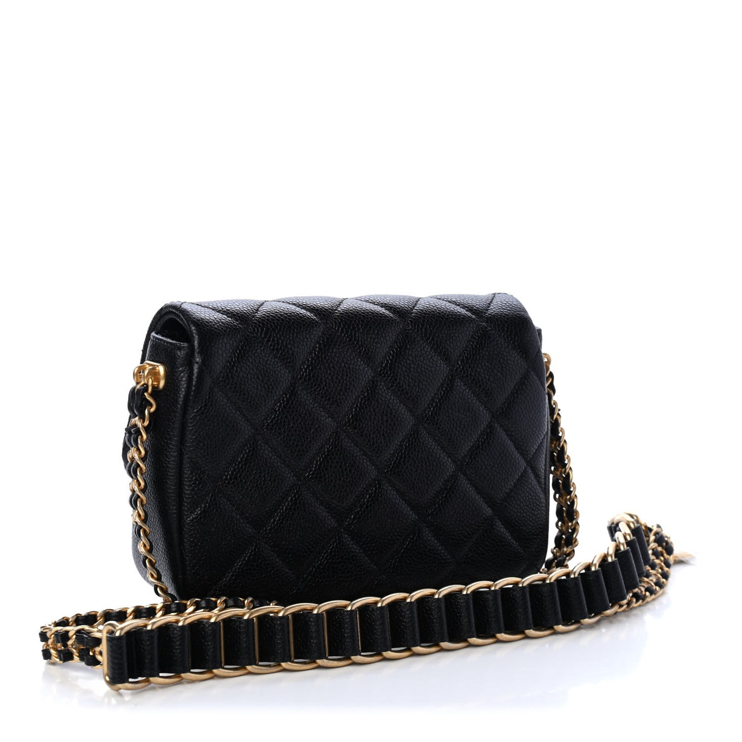 Caviar Quilted Mini Chain Soul Flap Black