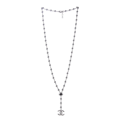 Chanel Pearl Resin Bead CC Long Necklace Ruthenium 2 of 5