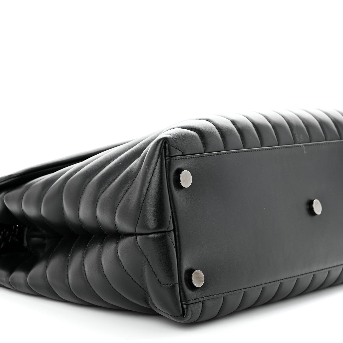 Calfskin Y Quilted Monogram Monochrome Large Loulou Chain Satchel Black