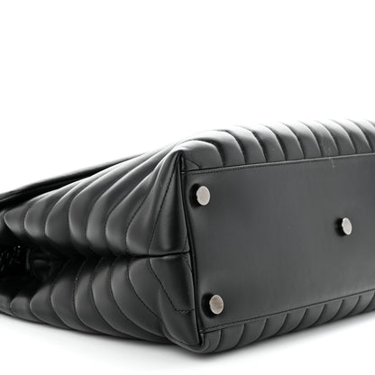 Saint Laurent Calfskin Y Quilted Monogram Monochrome Large Loulou Chain Satchel Black 9 of 12
