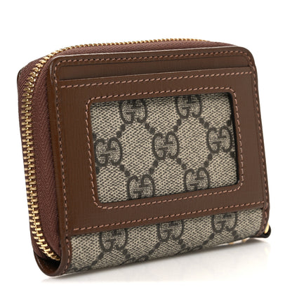 Gucci GG Supreme Monogram Azalea Calfskin Retro Interlocking G Compact Wallet Beige Ebony Brown Sugar 3 of 7