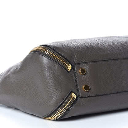 Tom Ford Grained Calfskin Sedgwick Medium Zipper Tote Graphite 11 of 16