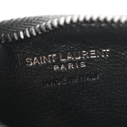 Saint Laurent Grain De Poudre Matelasse Chevron Monochrome Fragments Zippered Card Case Black 6 of 8