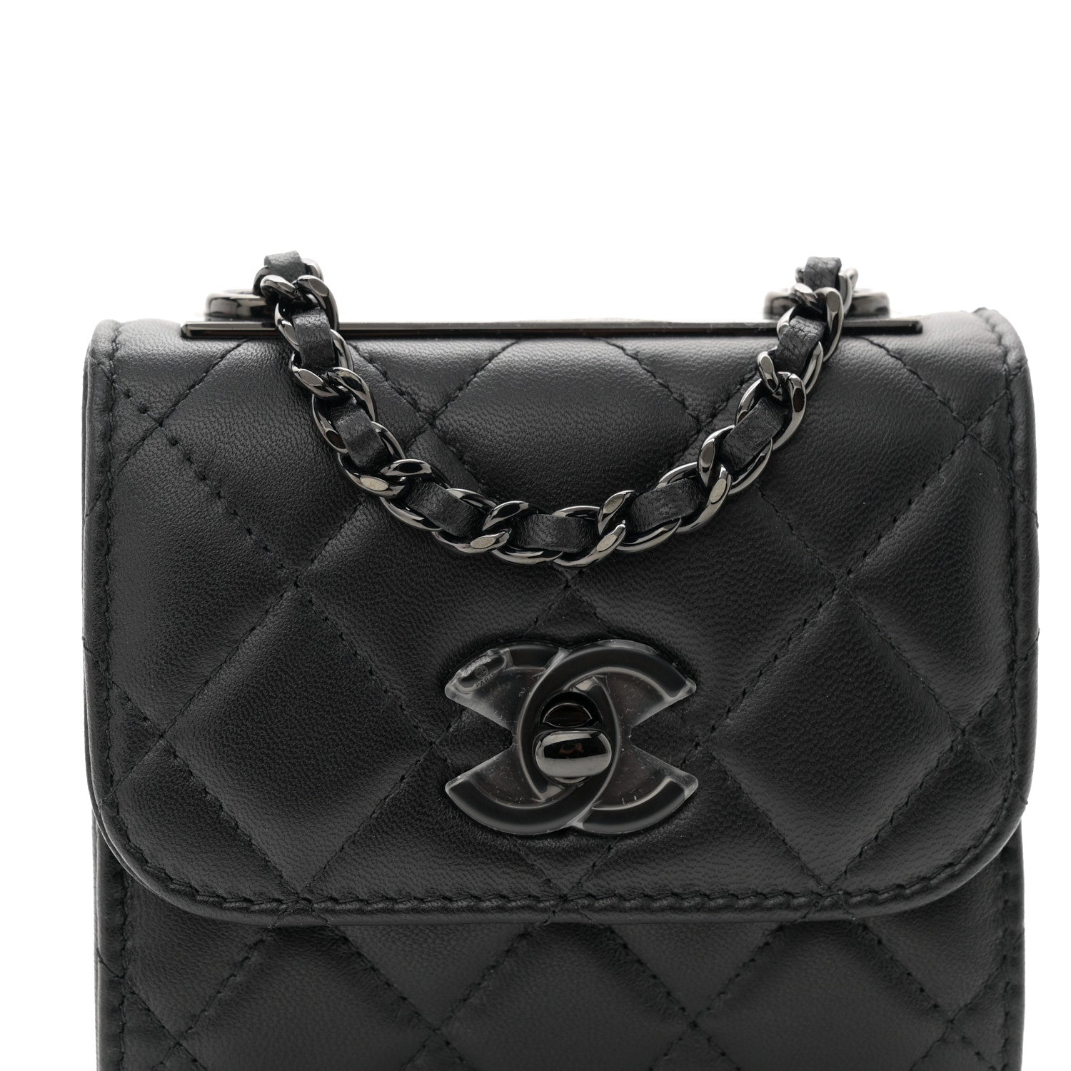 Chanel Lambskin Quilted Mini Trendy CC Clutch With Chain So Black 8 of 10