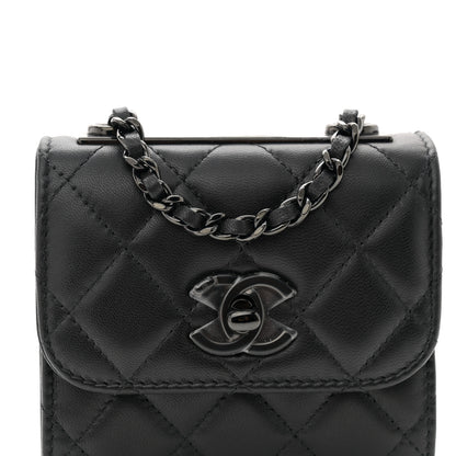 Chanel Lambskin Quilted Mini Trendy CC Clutch With Chain So Black 8 of 10