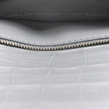 Balenciaga Extra Supple Calfskin Crocodile Embossed Small Gossip Bag Grey 7 of 12