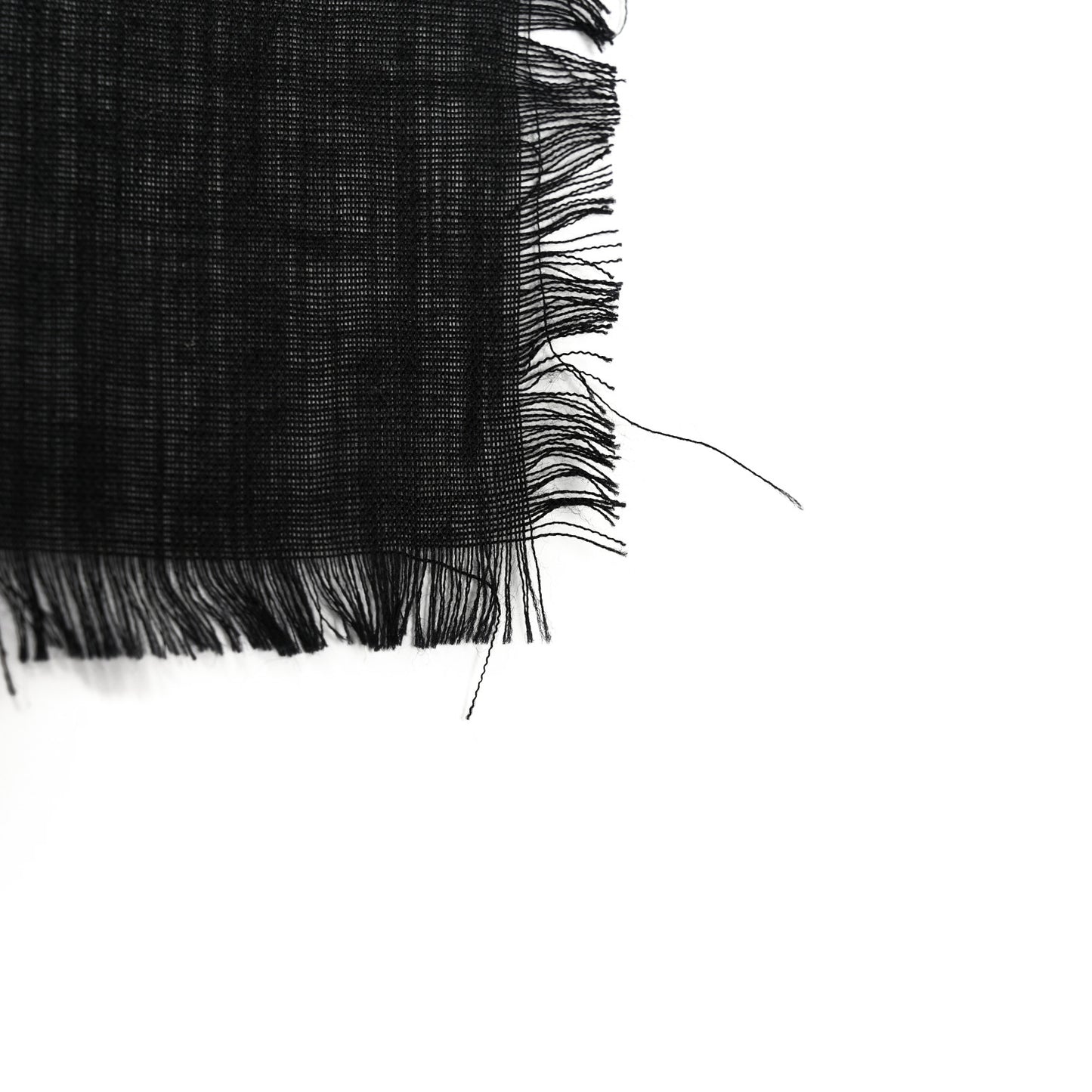 Silk Stamps Fringe Scarf Black Multicolor