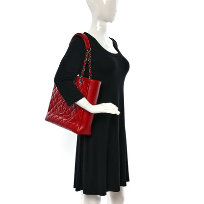 Chanel Caviar Quilted Vertical Grand Shopping Tote GST Red 2 of 12
